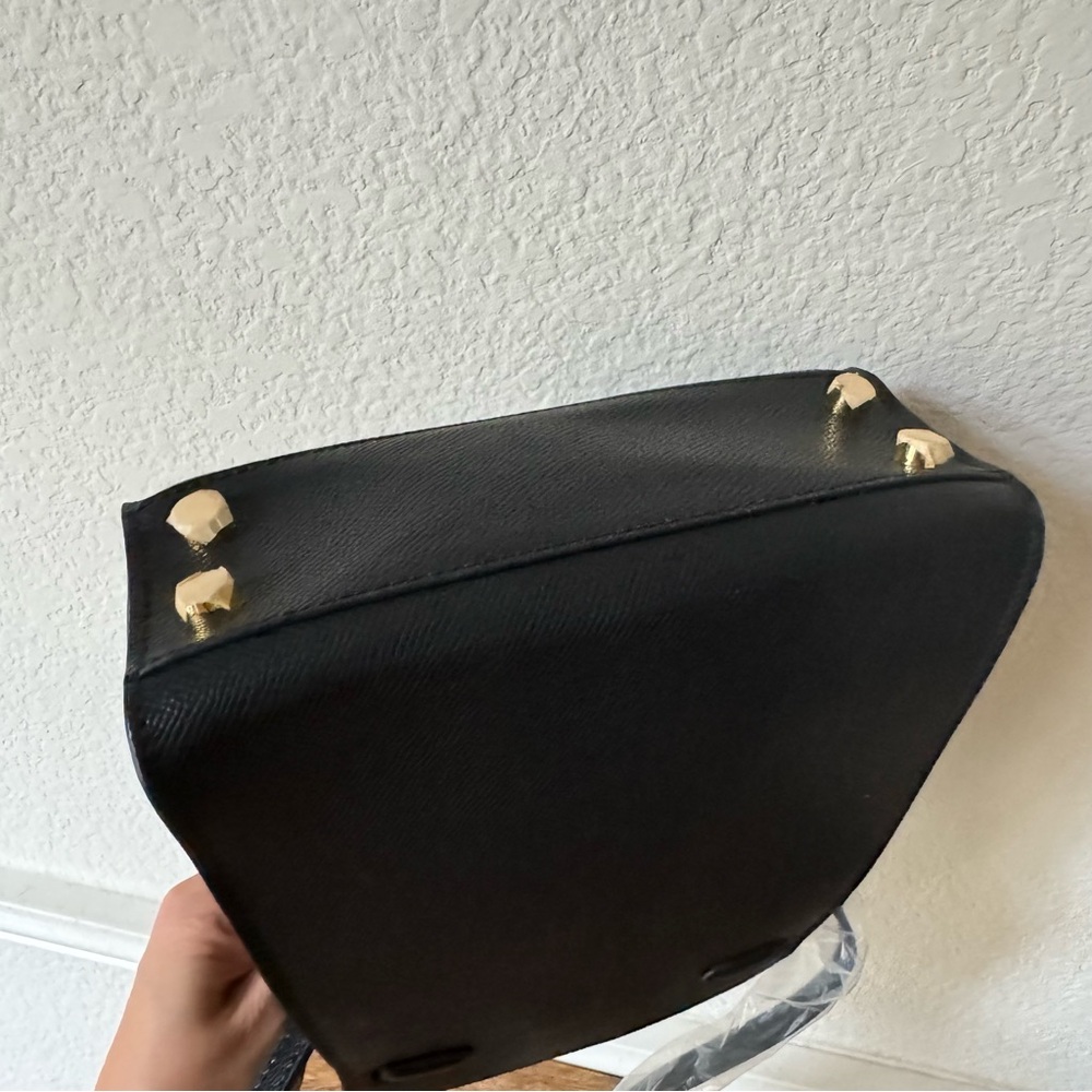 *READ Black Epsom Leather Mini Sport Bag Belted Front Structured Crossbody B8 - Picture 8 of 15